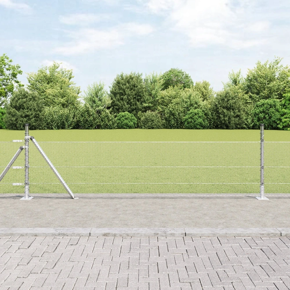Šešiakampė tvora su betono pagrindu 100 x 0,5 m Sidabrinė