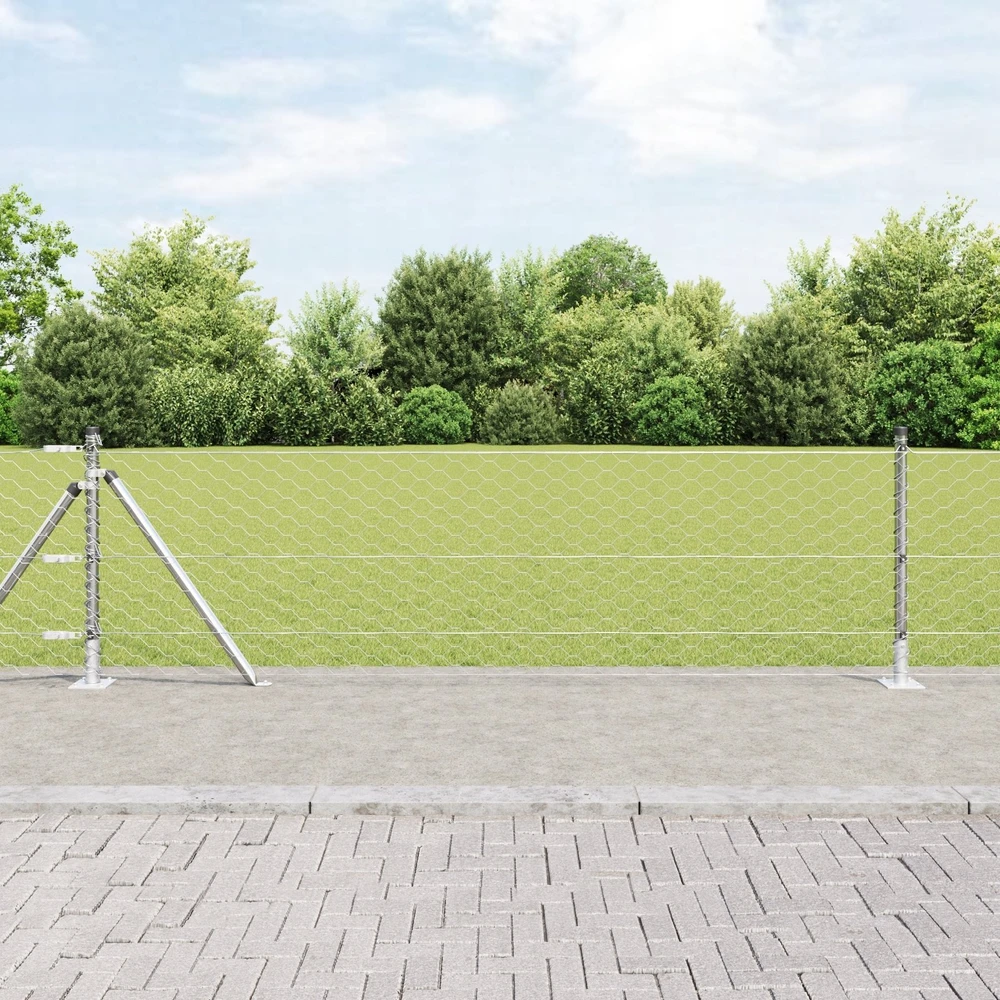 Šešiakampė tvora su betono pagrindu 10 x 0,6 m Sidabrinė