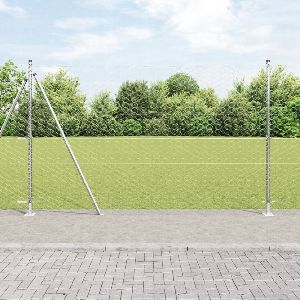 Šešiakampė tvora su betono pagrindu 100 x 1,4 m Sidabrinė