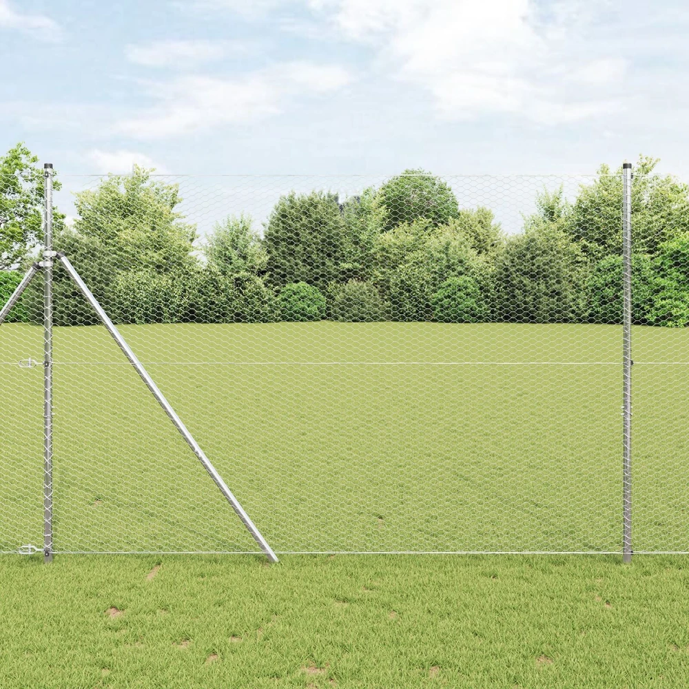 Heksagoninė tvora 1,6 x 25 m Galvanizuotas plienas Sidabrinė