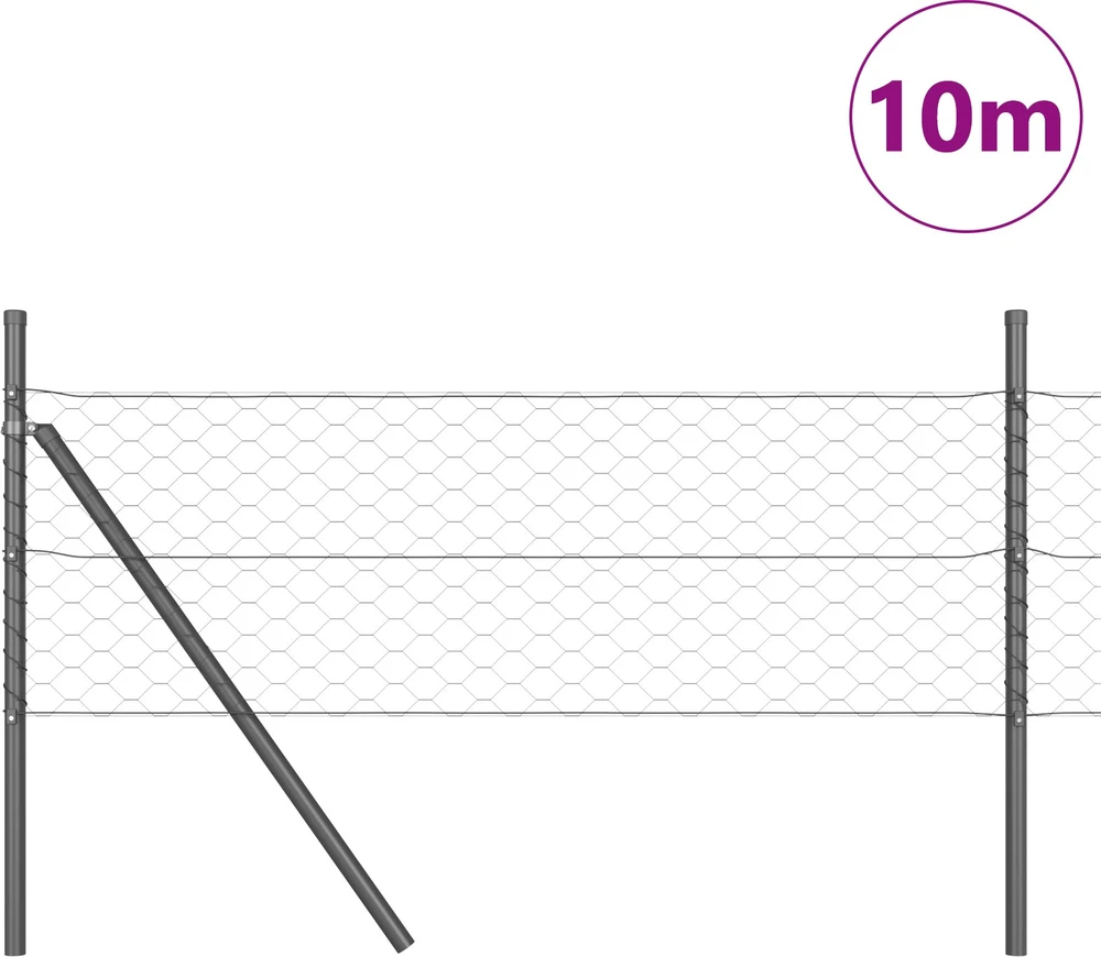 Heksagonalinė tvoros tvirtinimo sistema 10 x 0,4 m Pilka