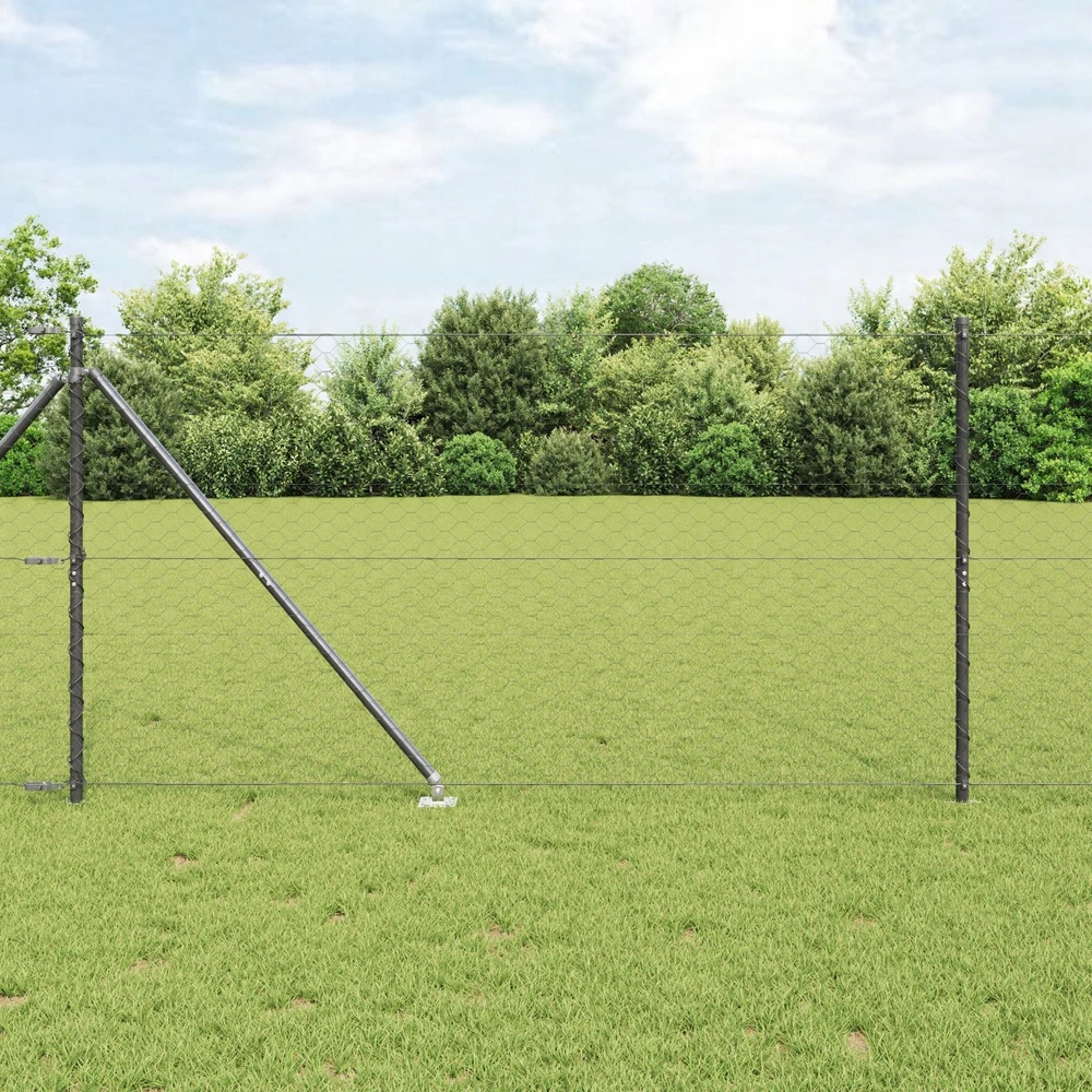 Hexagonal Fence with Post 10 x 1,2 m PVC dengtas plienas Pilka