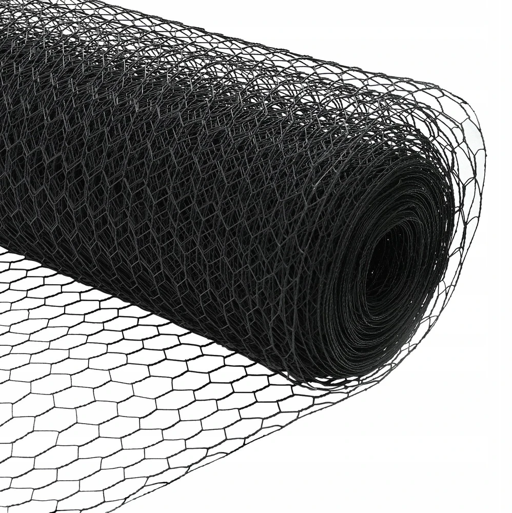 Hexagonal Fence with Post 100 x 1,2 m PVC dengtas plienas Pilka