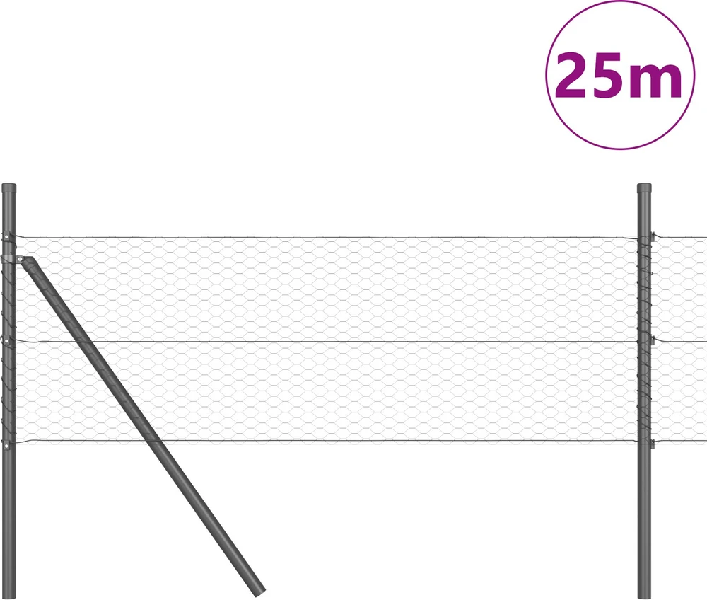 Heksagonalinė tvoros tvirtinimo sistema 25 x 0,4 m Pilka