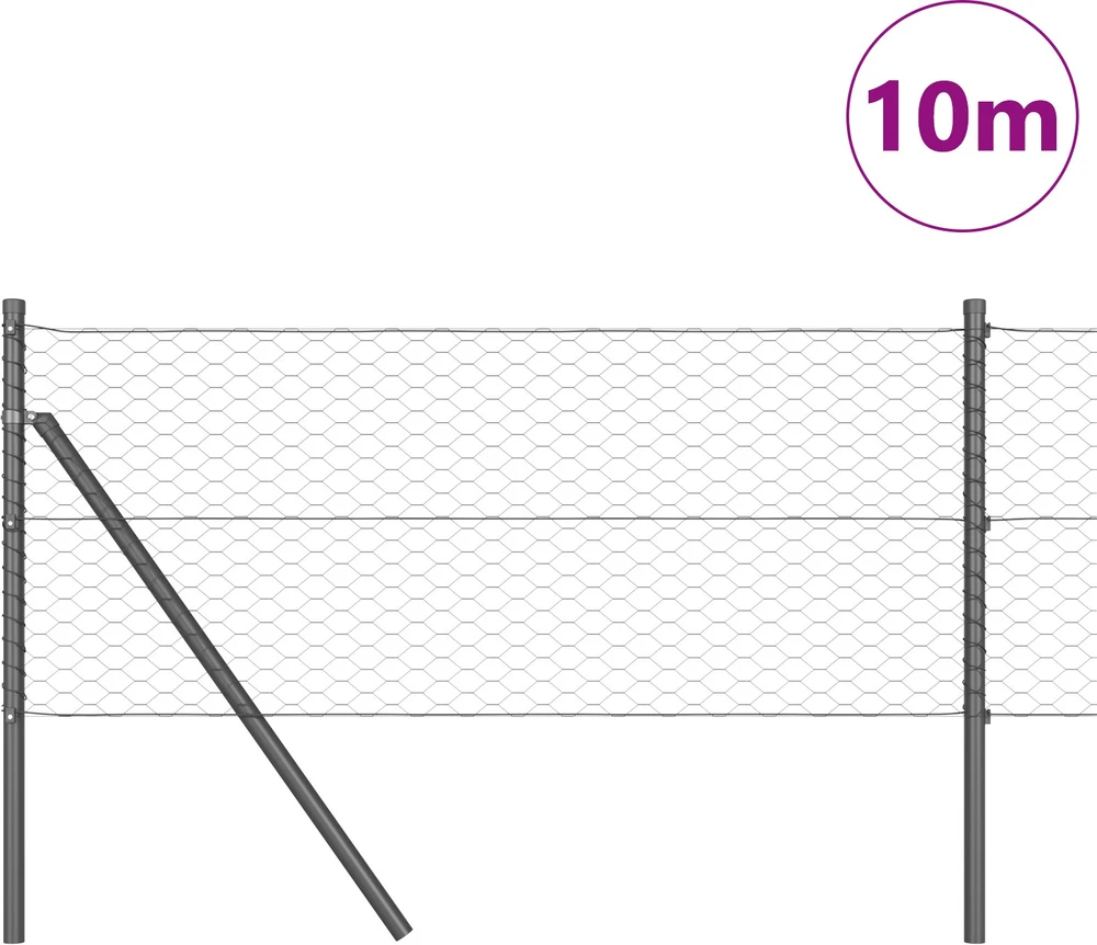 Heksagonalinė tvoros tvirtinimo sistema 10 x 0,6 m Pilka