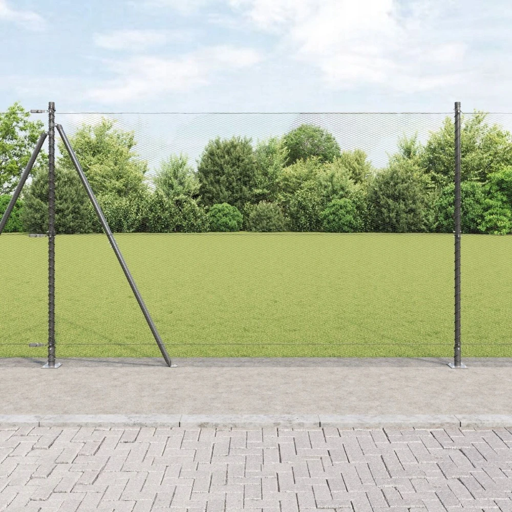 Šešiakampė tvora su betono pagrindu 50 x 1,6 m Pilka Tinklelis