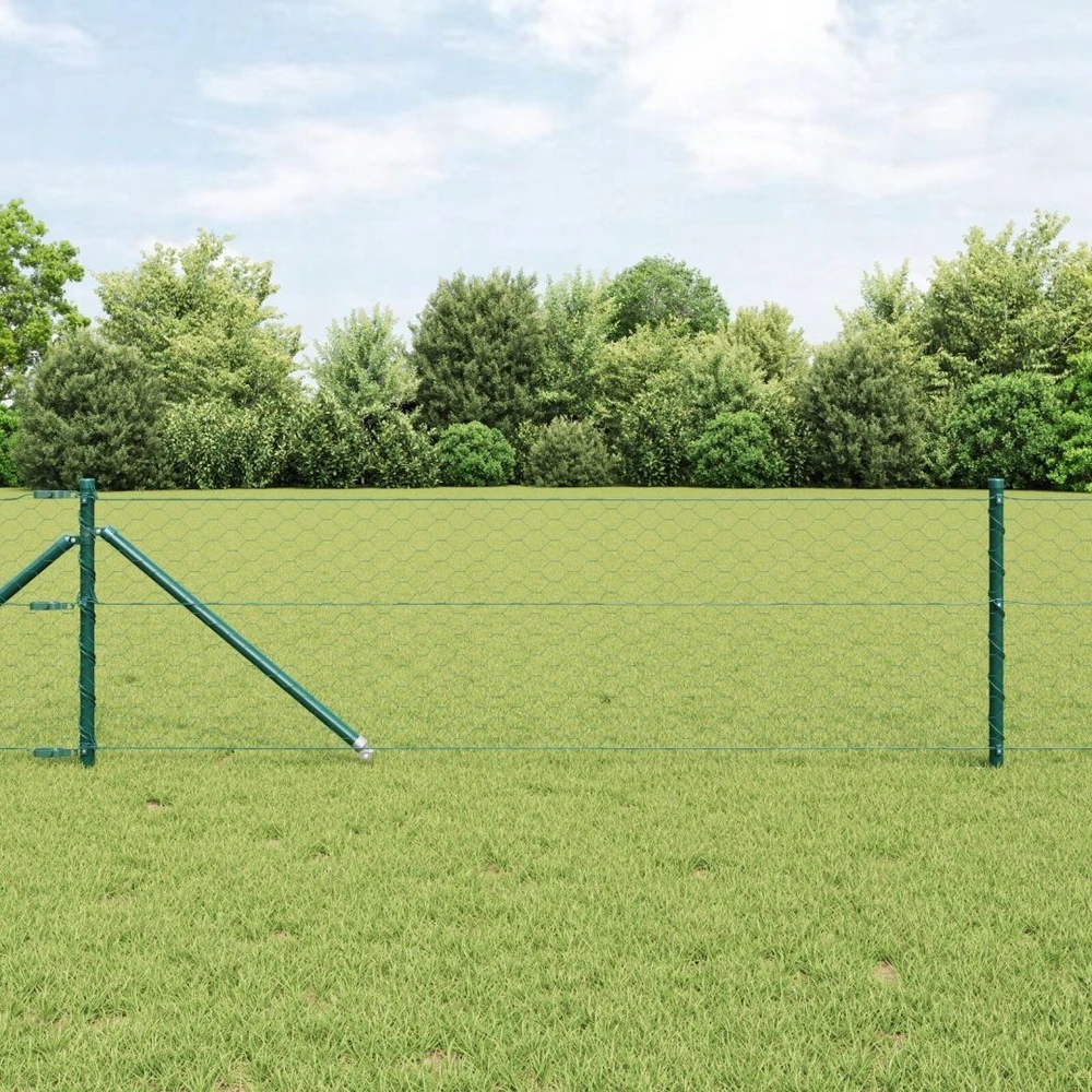 Hexagonal Fence with Post 25 x 0,6 m PVC dengtas plienas Žalia