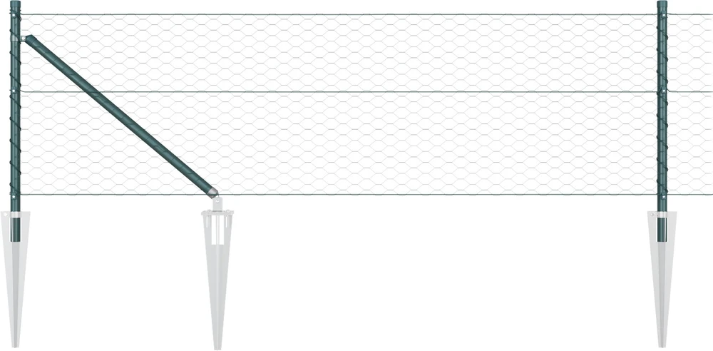 Hexagonal Fence with Post 25 x 0,8 m PVC dengtas plienas Žalia