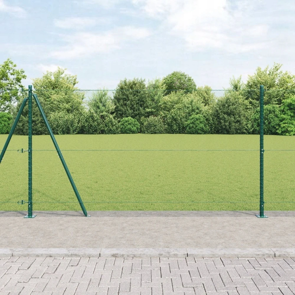 Šešiakampė tvora su betono pagrindu 10 x 1,2 m Žalia Tinklelis