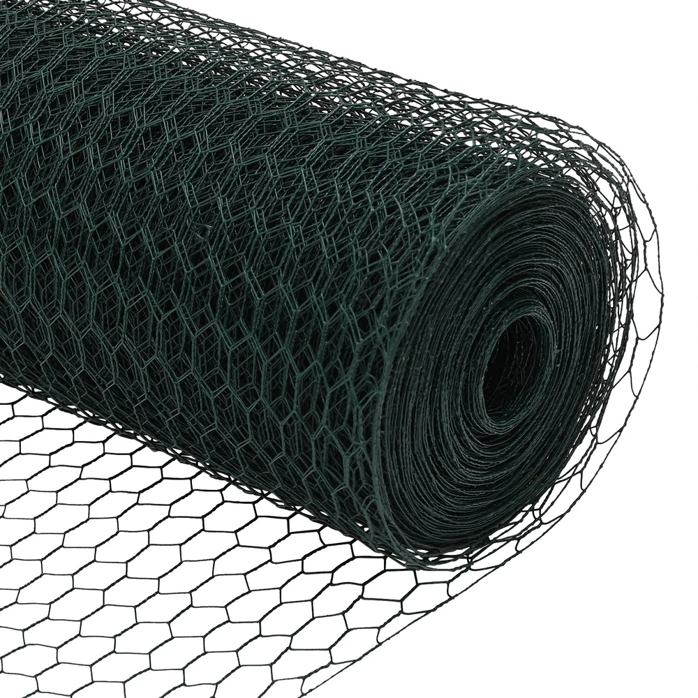 Hexagonal Fence with Post 10 x 1,2 m PVC dengtas plienas Žalia