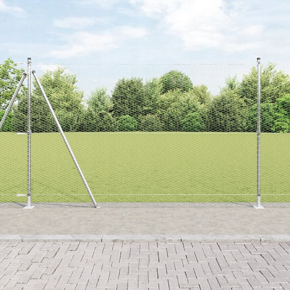 Šešiakampė tvora su betono pagrindu 100 x 1,5 m Sidabrinė
