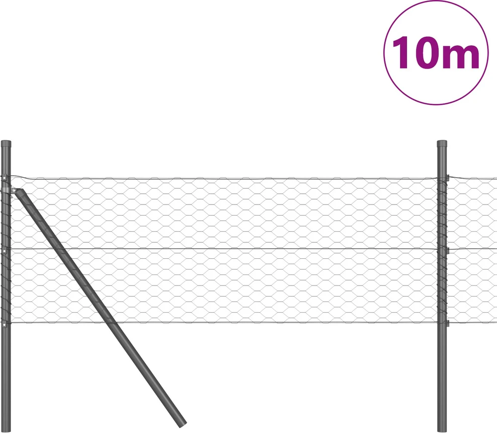Heksagonalinė tvoros tvirtinimo sistema 10 x 0,4 m Pilka
