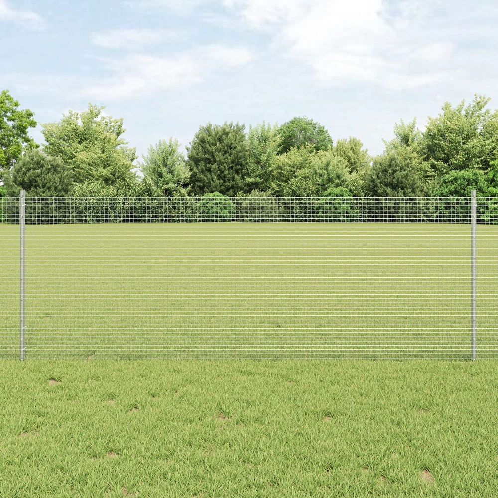 Suvirintas vielos tvora su stulpeliais 25 x 0,8 m Sidabrinė