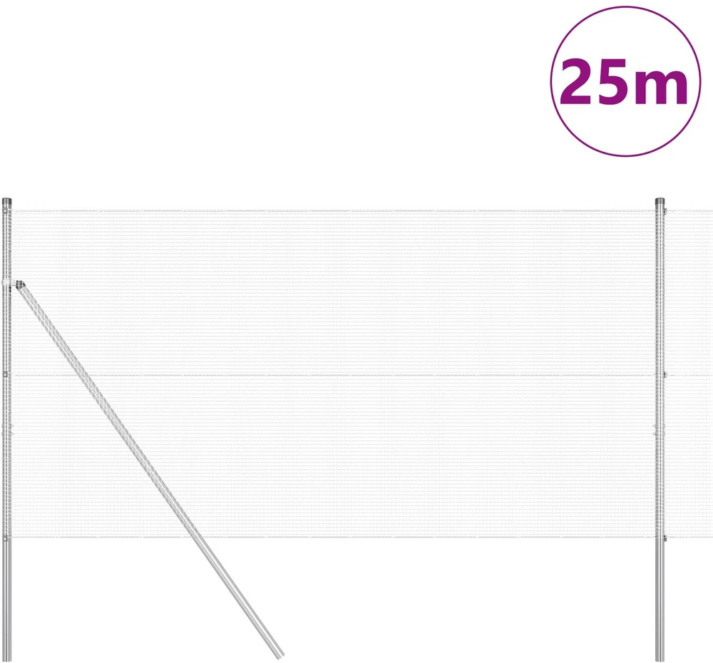 Suvirintas vielos tvora žemės tvirtinimas 25 x 1,2 m Sidabrinė