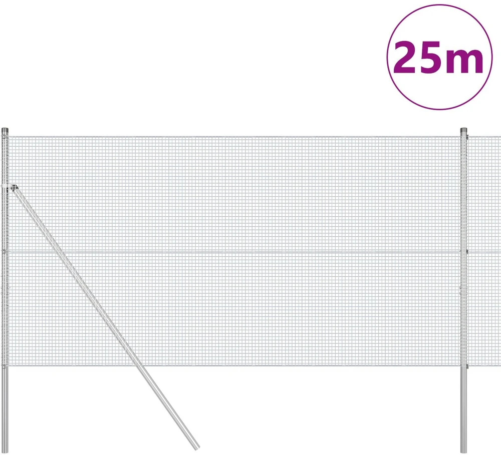Suvirintas vielos tvora žemės tvirtinimas 25 x 1 m Sidabrinė
