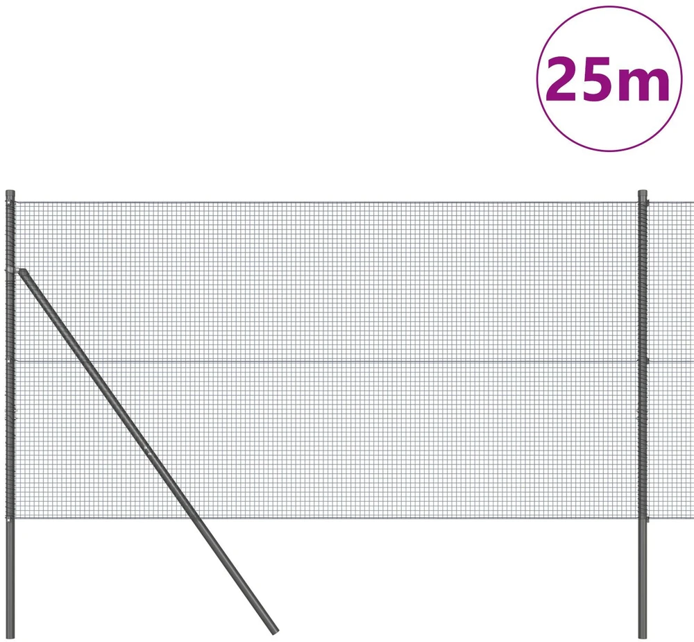 Suvirintas vielos tvora žemės tvirtinimas 25 x 1,4 m Pilka