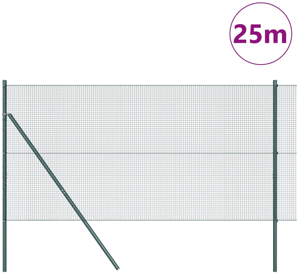 Suvirintas vielos tvora žemės tvirtinimas 25 x 1,4 m Žalia