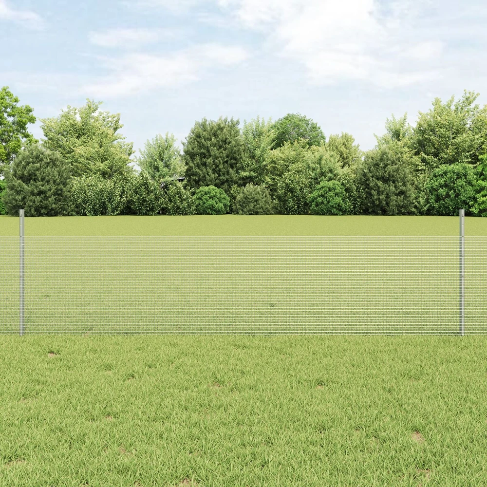 Suvirintas vielos tvora su stulpeliais 100 x 0,5 m Sidabrinė