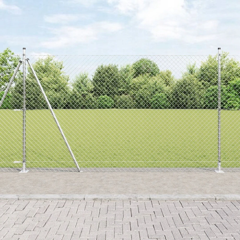 Grandininė tvora su betono baze 10 x 1,6 m Sidabrinė Tinklelis
