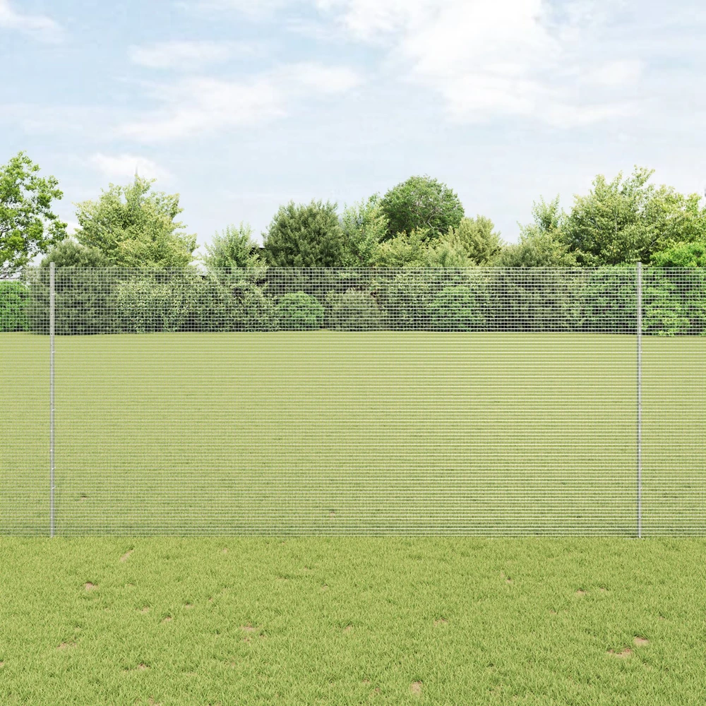 Suvirintas vielos tvora su stulpeliais 10 x 1,4 m Sidabrinė