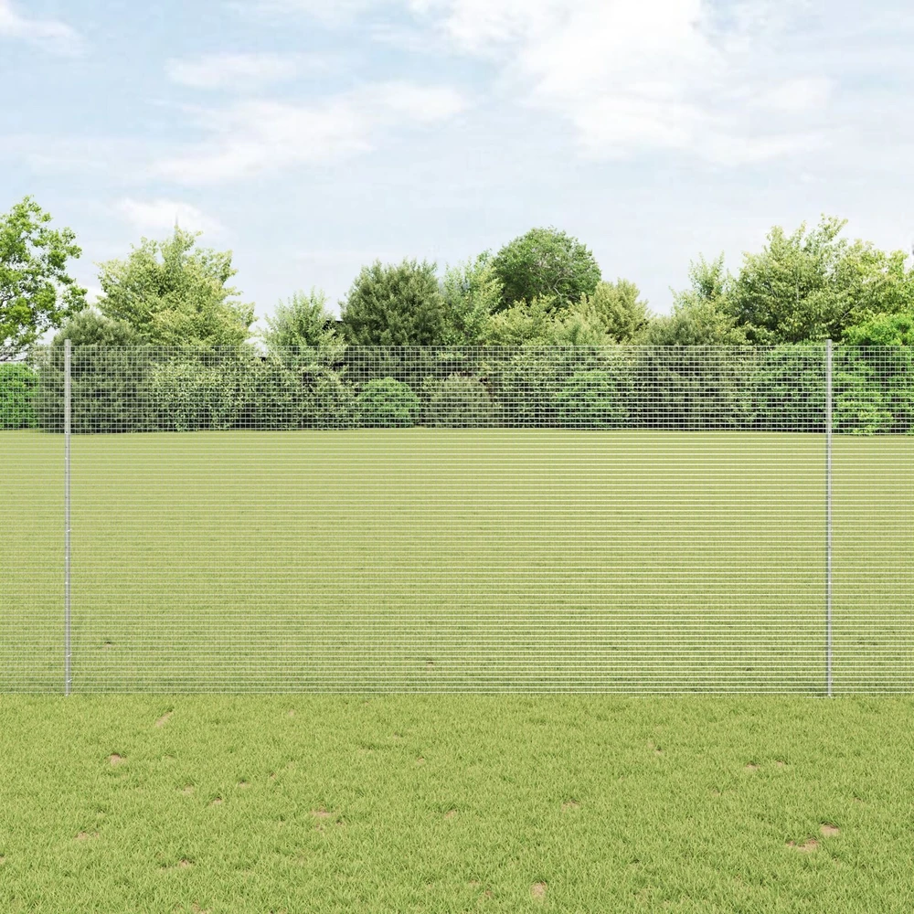 Suvirintas vielos tvora su stulpeliais 10 x 1,4 m Sidabrinė