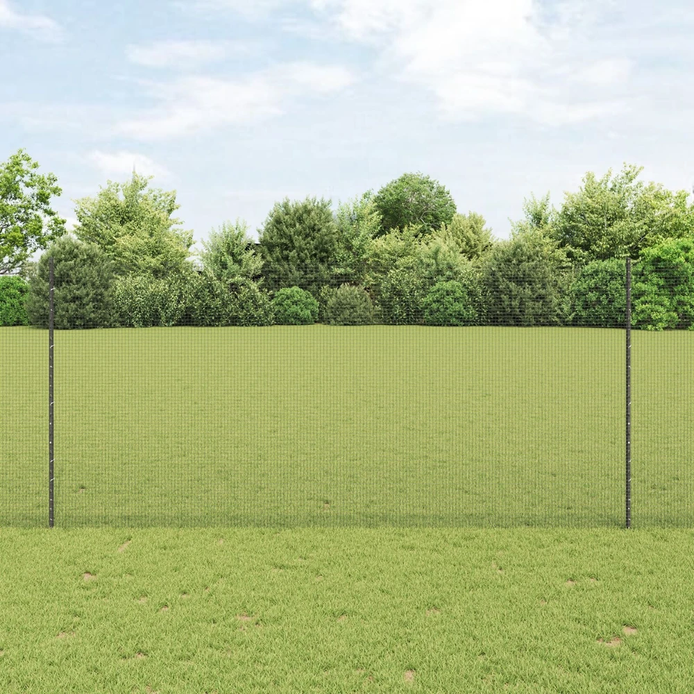 Suvirintas vielos tvora su stulpeliais 10 x 1,4 m Pilka