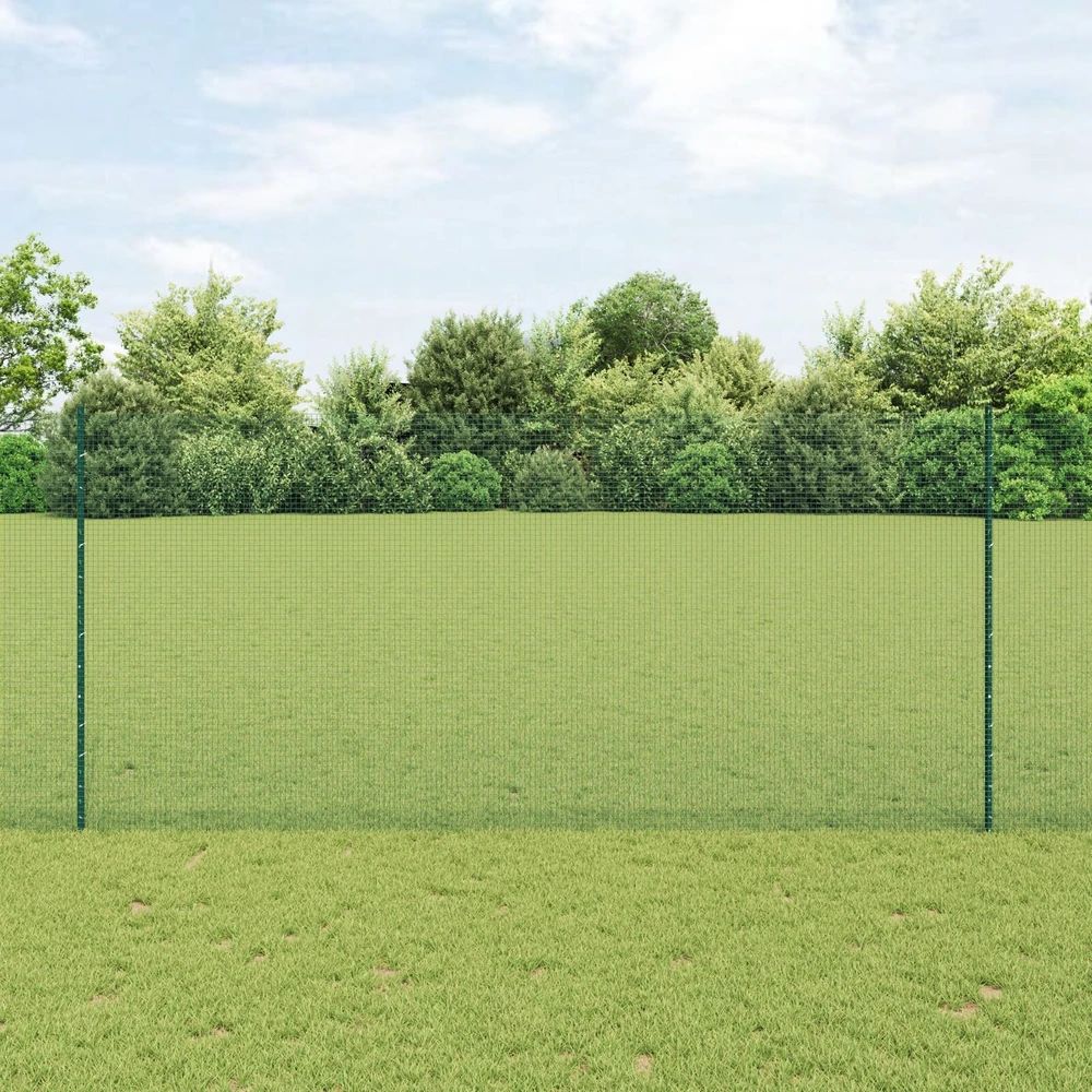 Suvirintas vielos tvora su stulpeliais 50 x 1,4 m Žalia