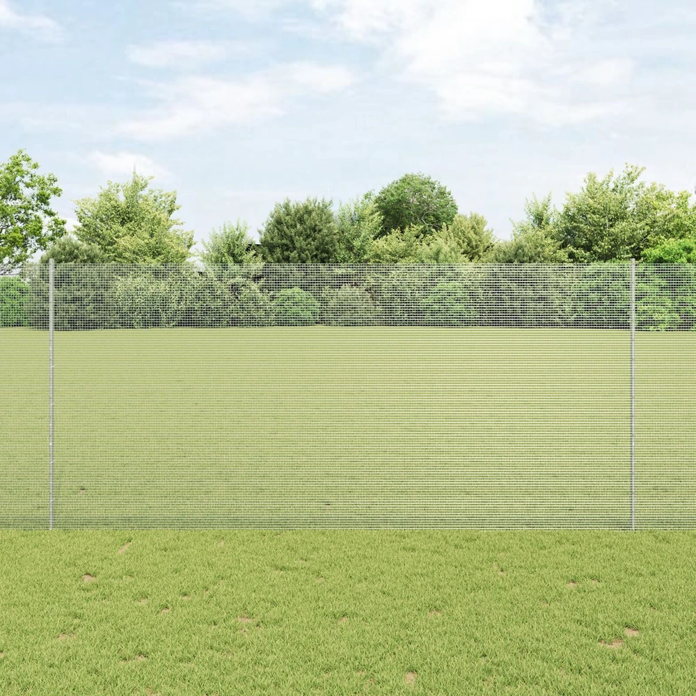 Suvirintas vielos tvora su stulpeliais 50 x 1,4 m Sidabrinė