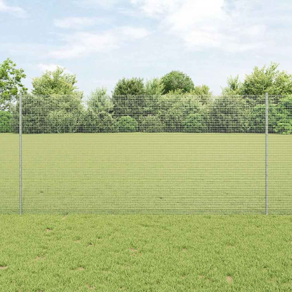 Suvirintas vielos tvora su stulpeliais 50 x 1,2 m Sidabrinė