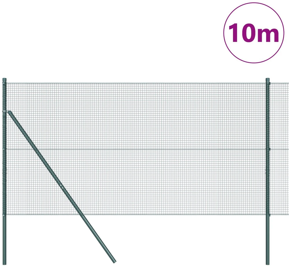 Suvirintas vielos tvora žemės tvirtinimas 10 x 1,4 m Žalia