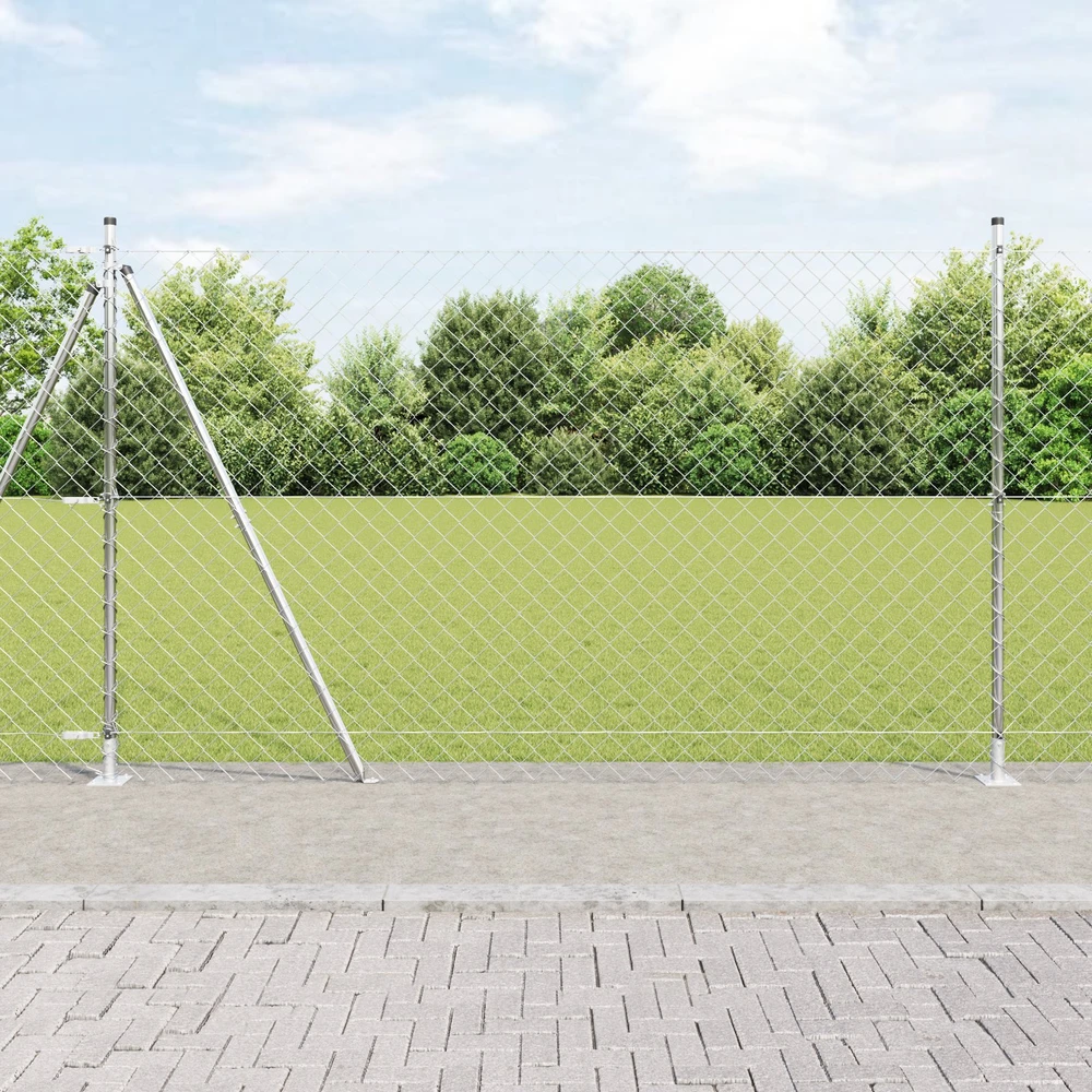Grandininė tvora su betono baze 10 x 1,6 m Sidabrinė Tinklelis