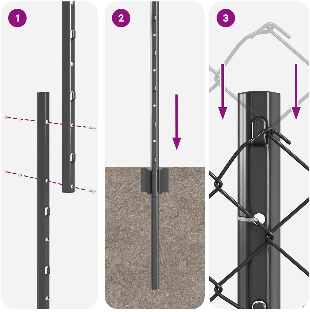 Grandininės tvoros su stulpeliu 10 x 1,2 m PVC dengtas plienas