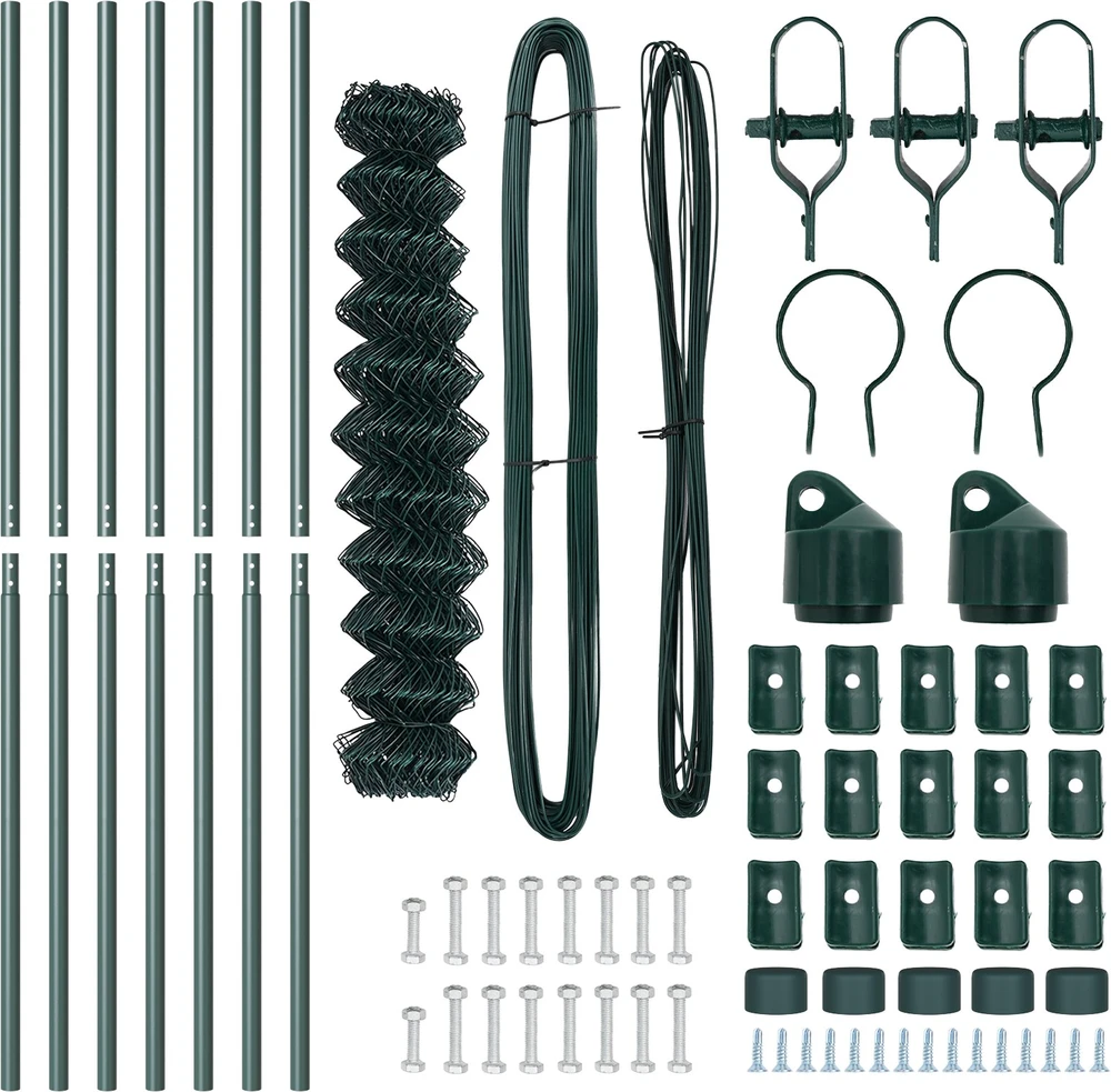 Grandinės tvoros tvirtinimas 10 x 1 m PVC dengtas plienas Žalia