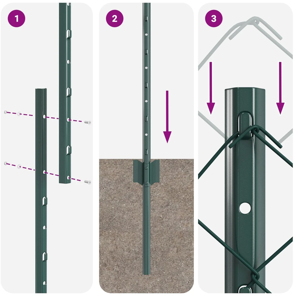 Grandininės tvoros su stulpeliu 10 x 1,5 m PVC dengtas plienas