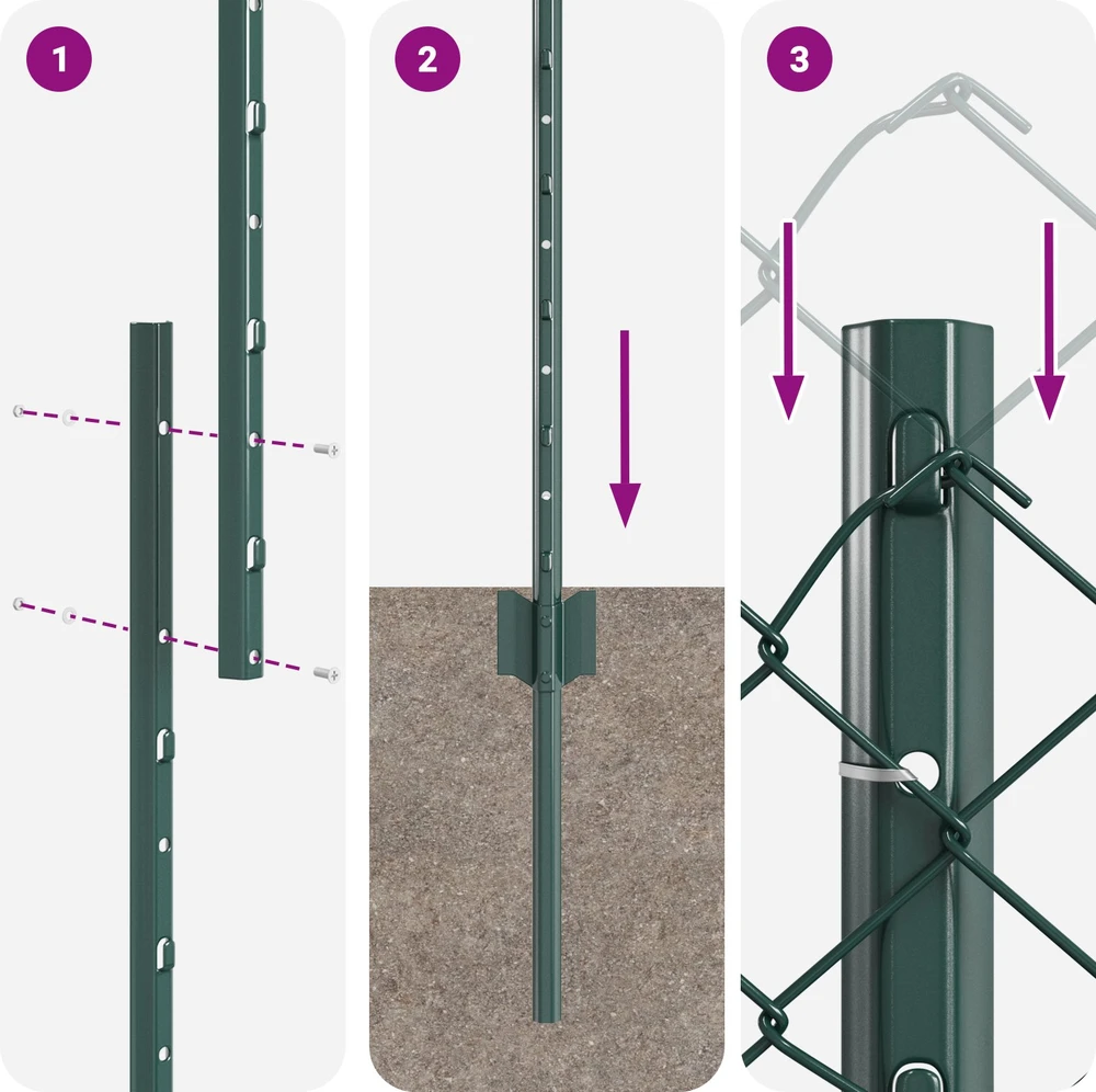 Grandininės tvoros su stulpeliu 10 x 1 m PVC dengtas plienas