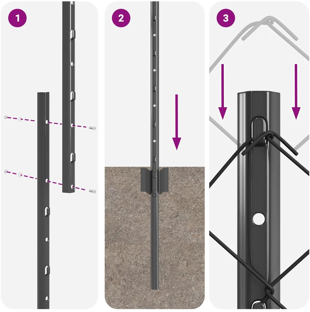 Grandininės tvoros su stulpeliu 10 x 1 m PVC dengtas plienas