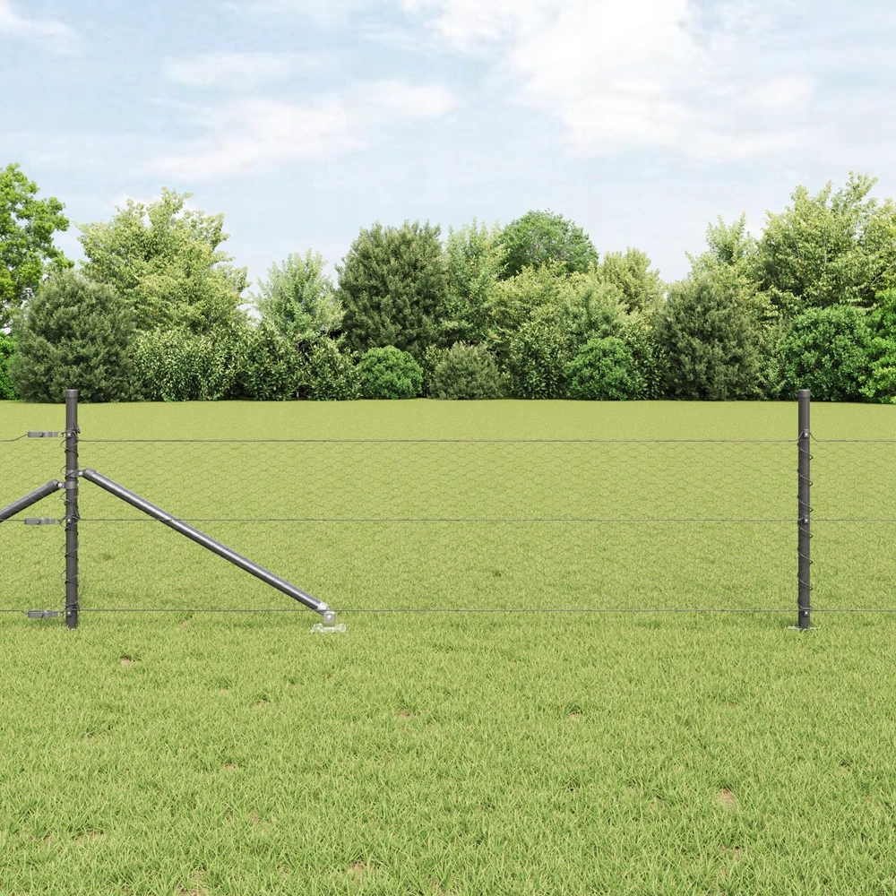 Hexagonal Fence with Post 100 x 0,4 m PVC dengtas plienas Pilka