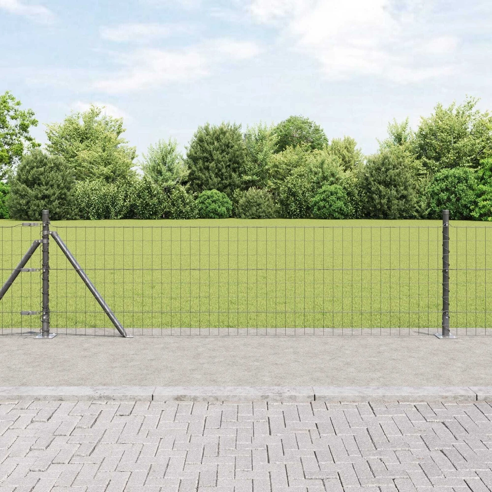 Eurų tvora su betono baze 10 x 0,6 m PVC dengtas plienas Pilka
