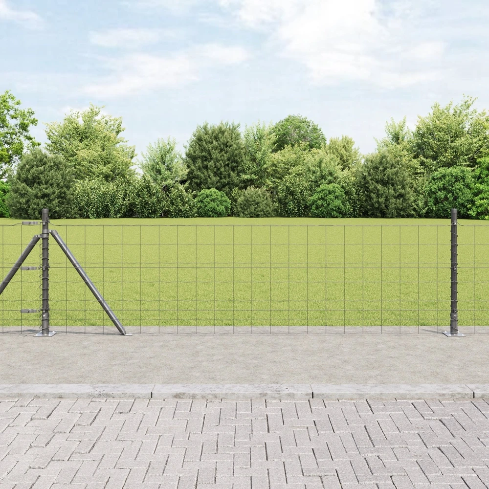 Eurų tvora su betono baze 50 x 0,6 m PVC dengtas plienas Pilka