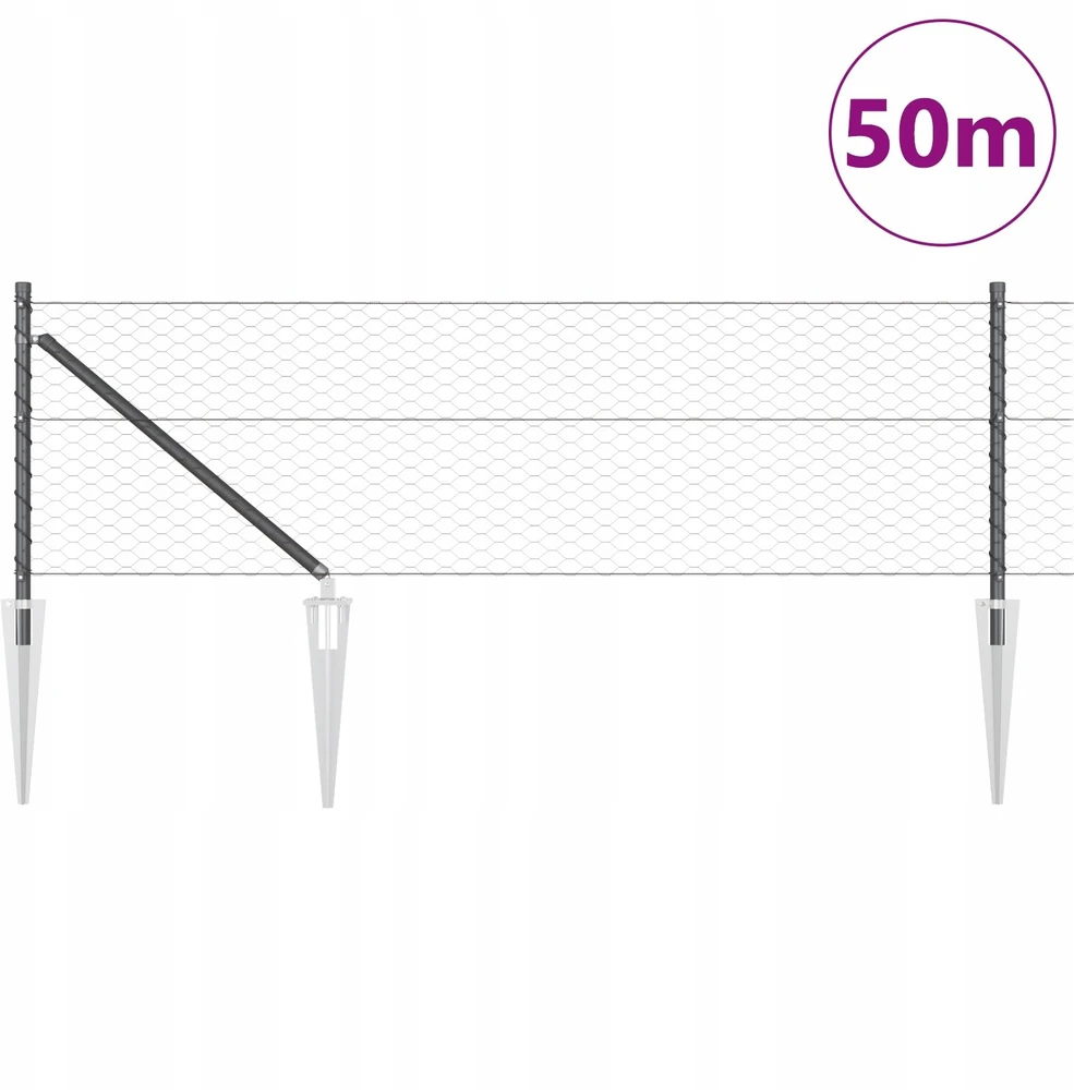Hexagonal Fence with Post 50 x 0,6 m PVC dengtas plienas Pilka