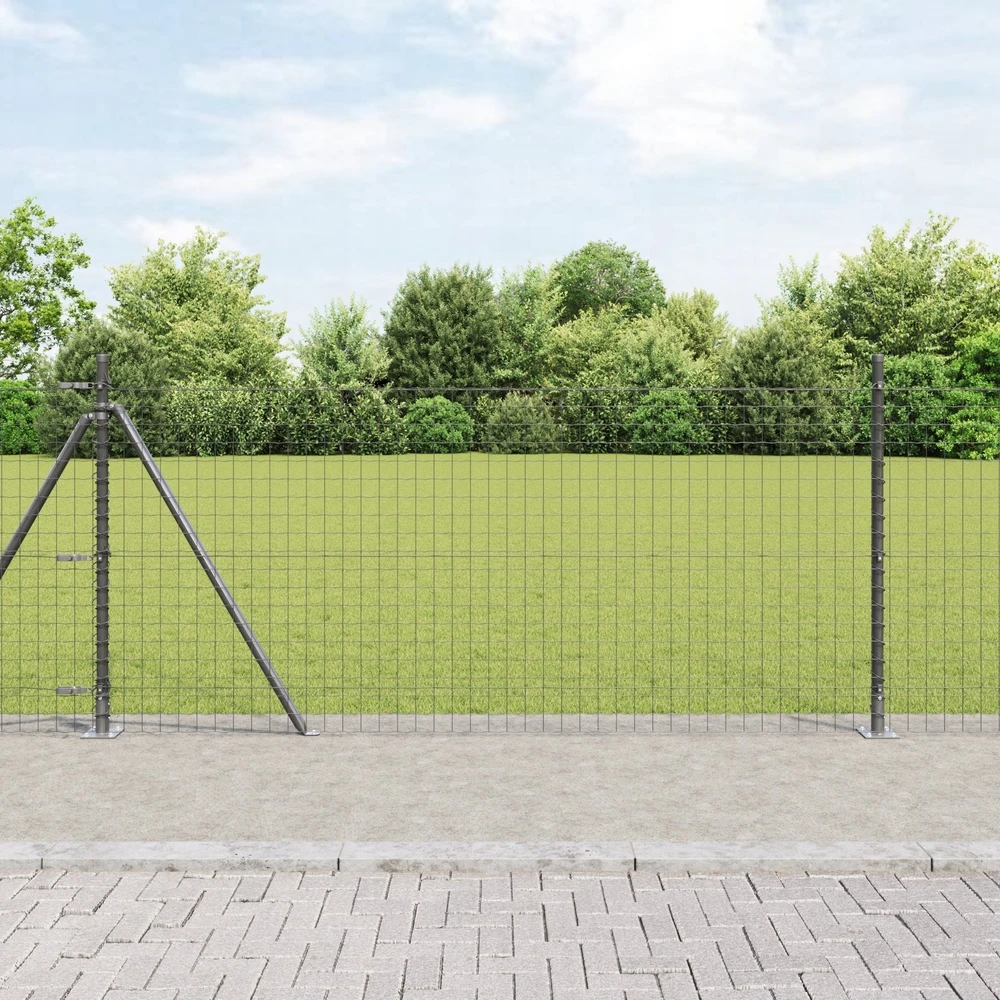 Eurų tvora su betono baze 25 x 1 m PVC dengtas plienas Pilka