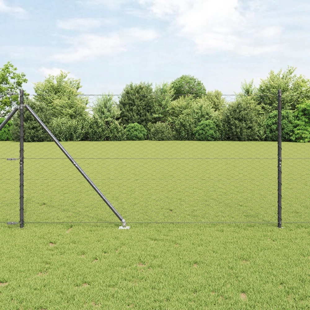 Hexagonal Fence with Post 25 x 1,2 m PVC dengtas plienas Pilka