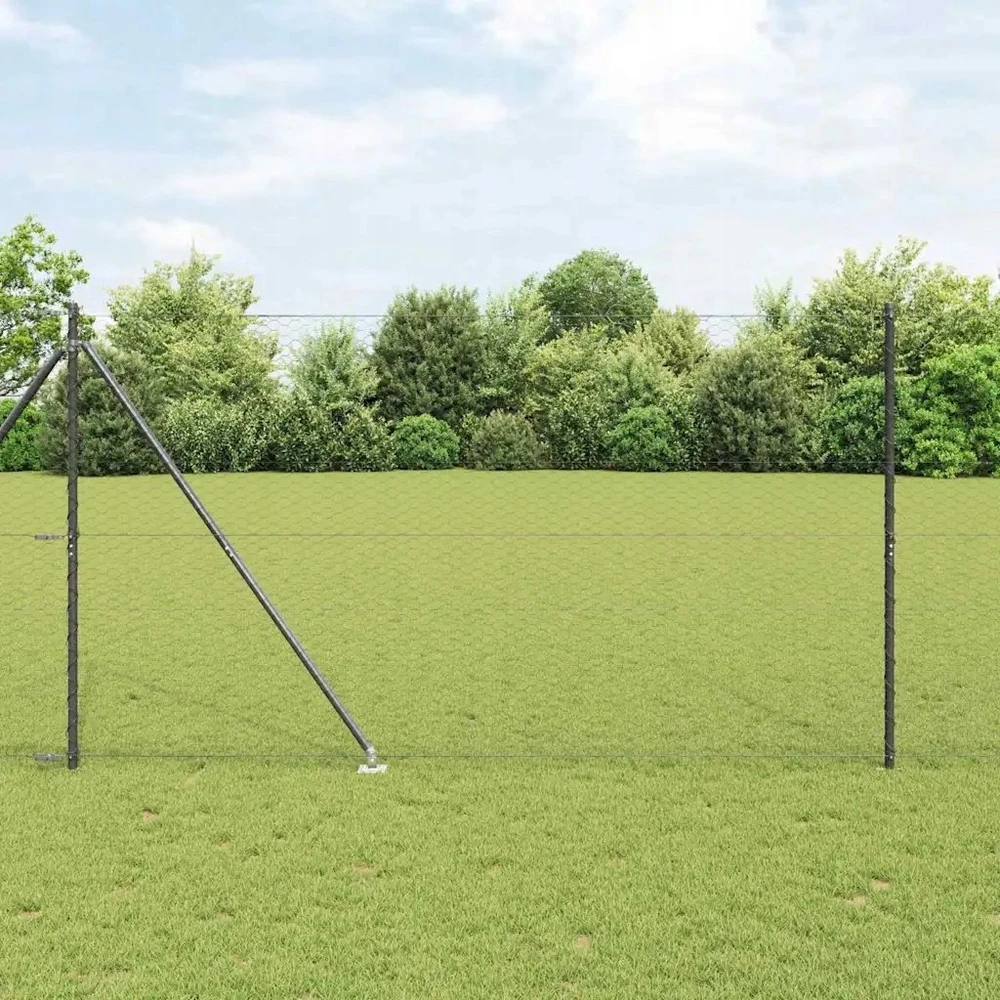 Hexagonal Fence with Post 50 x 1,5 m PVC dengtas plienas Pilka