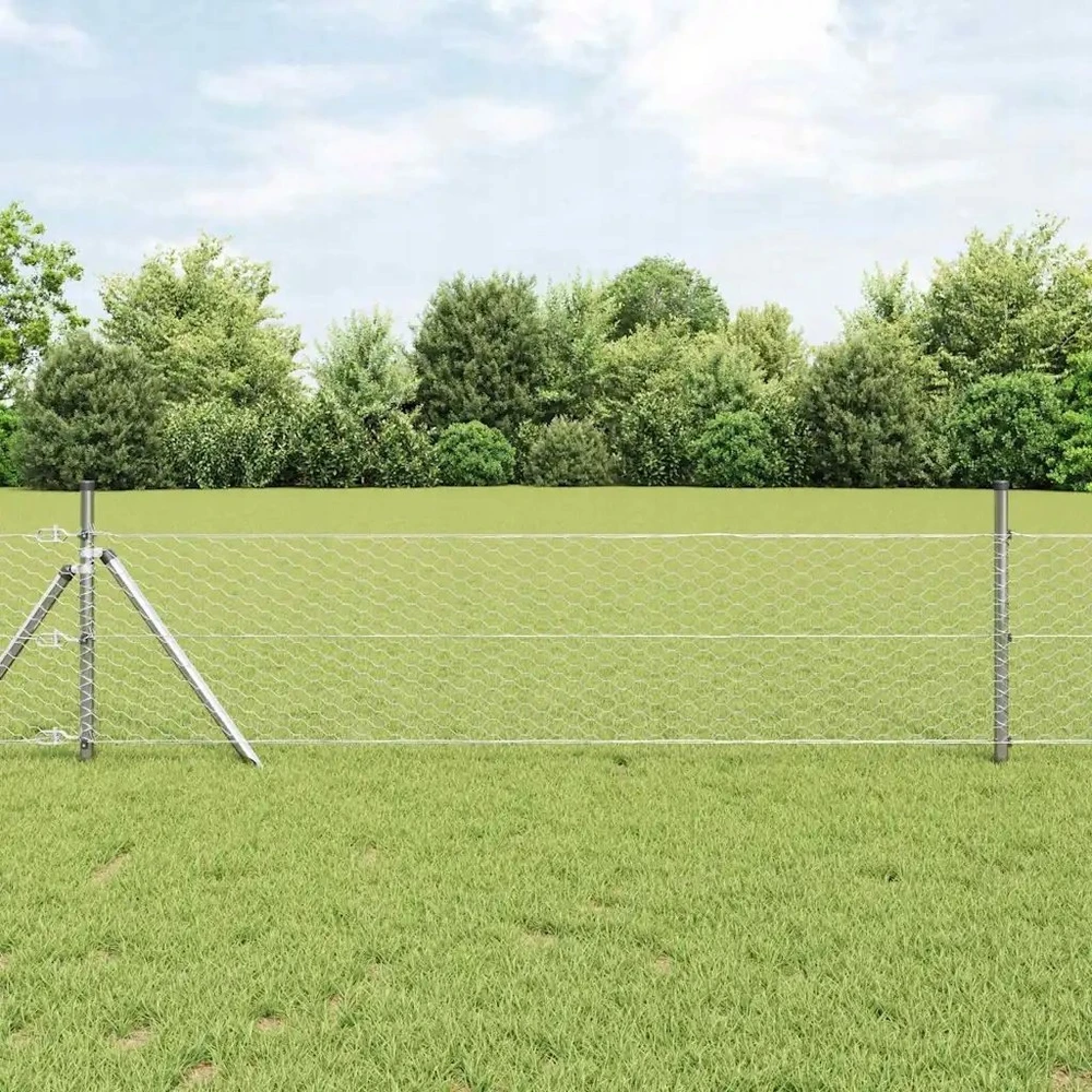 Heksagonalinė tvoros tvirtinimo sistema 25 x 0,4 m Sidabrinė