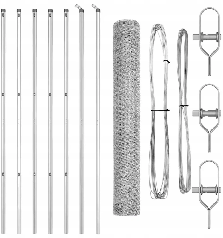 Heksagonalinė tvoros tvirtinimo sistema 10 x 1,2 m Sidabrinė