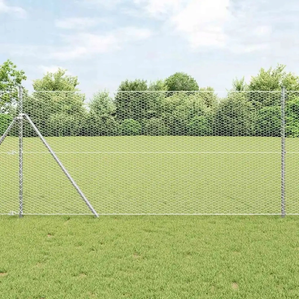 Heksagonalinė tvoros tvirtinimo sistema 10 x 1,4 m Sidabrinė