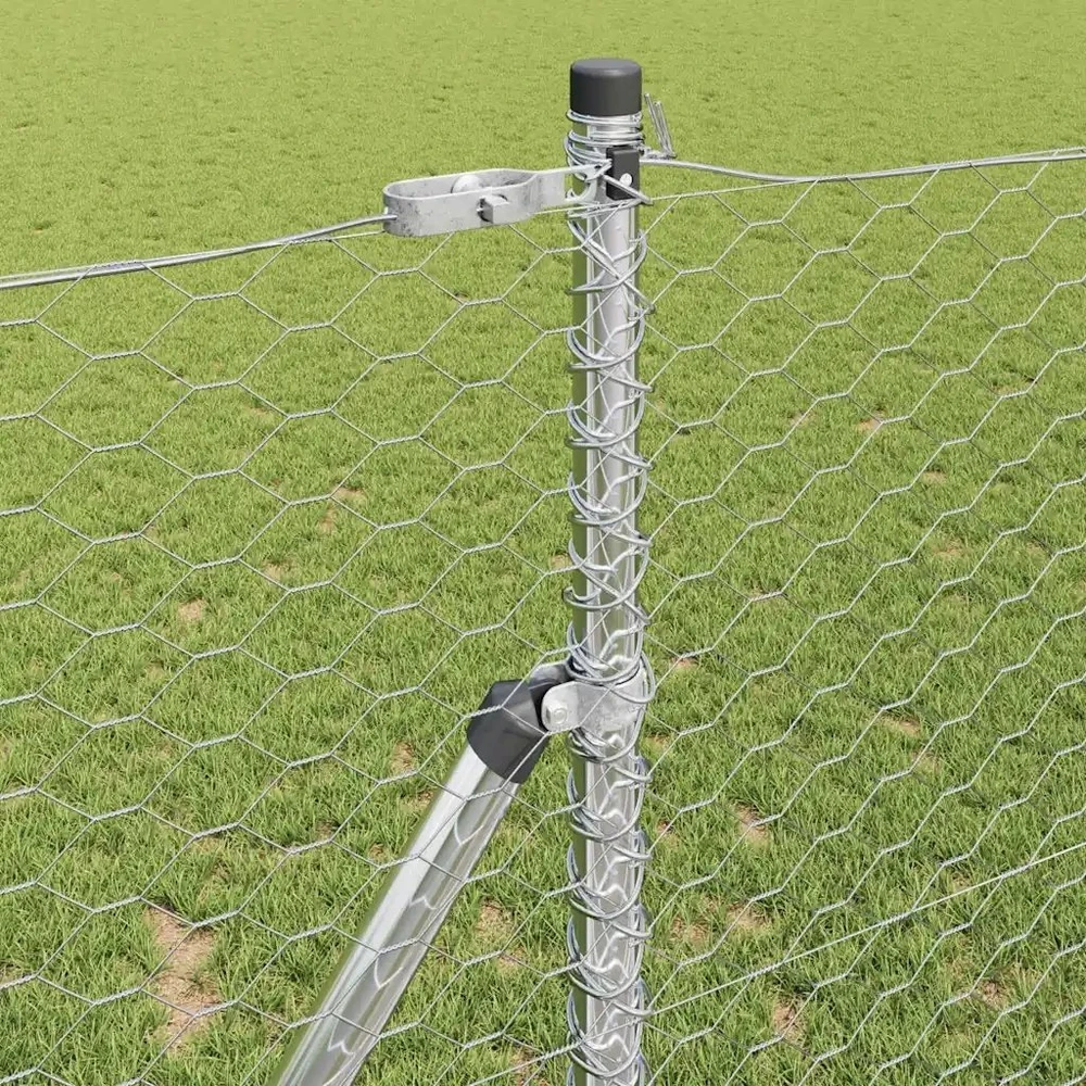 Heksagonalinė tvoros tvirtinimo sistema 10 x 1,4 m Sidabrinė