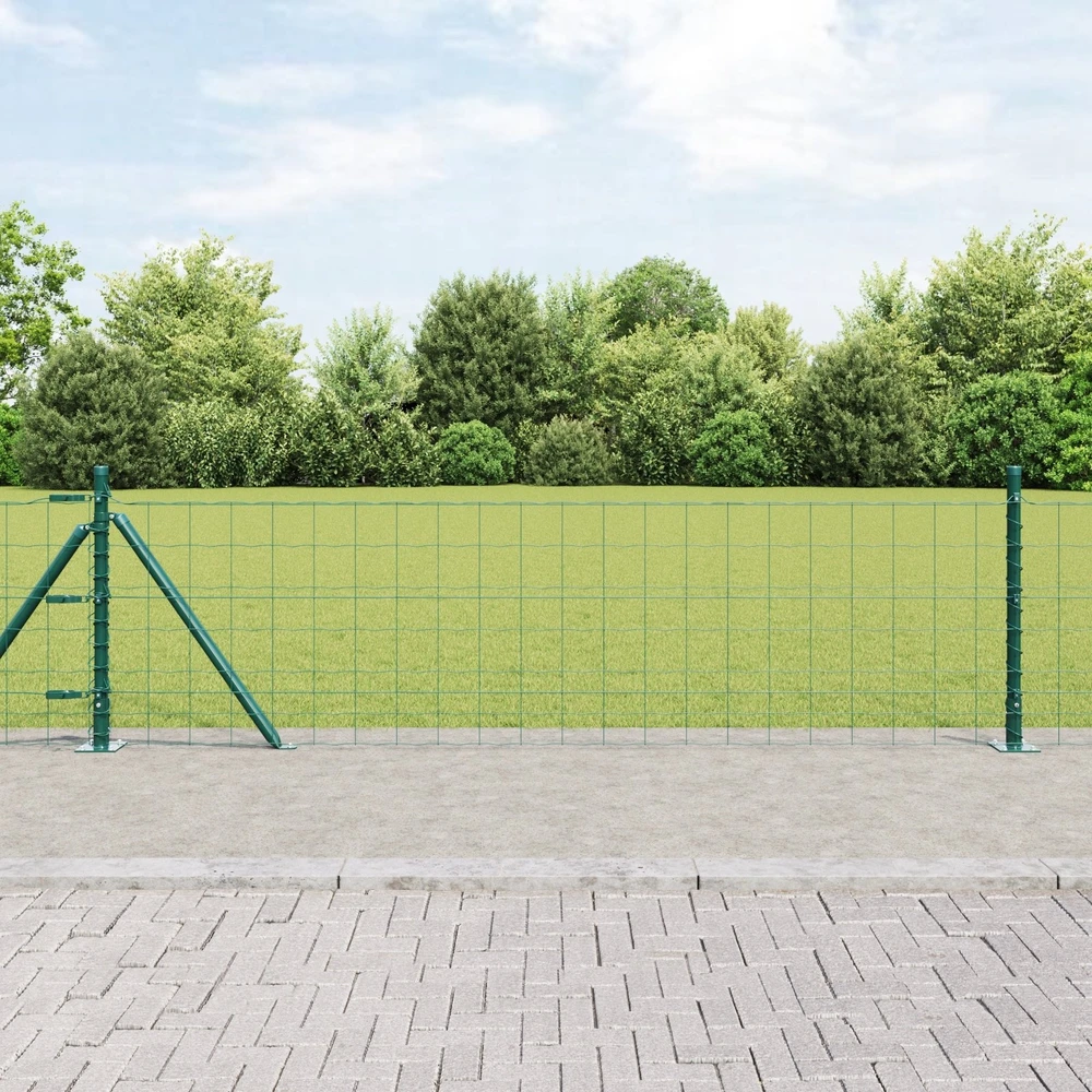 Eurų tvora su betono baze 10 x 0,6 m PVC dengtas plienas Žalia