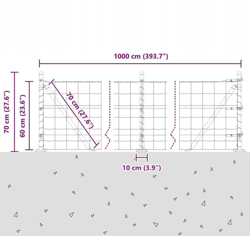 Eurų tvora su betono baze 10 x 0,6 m PVC dengtas plienas Žalia