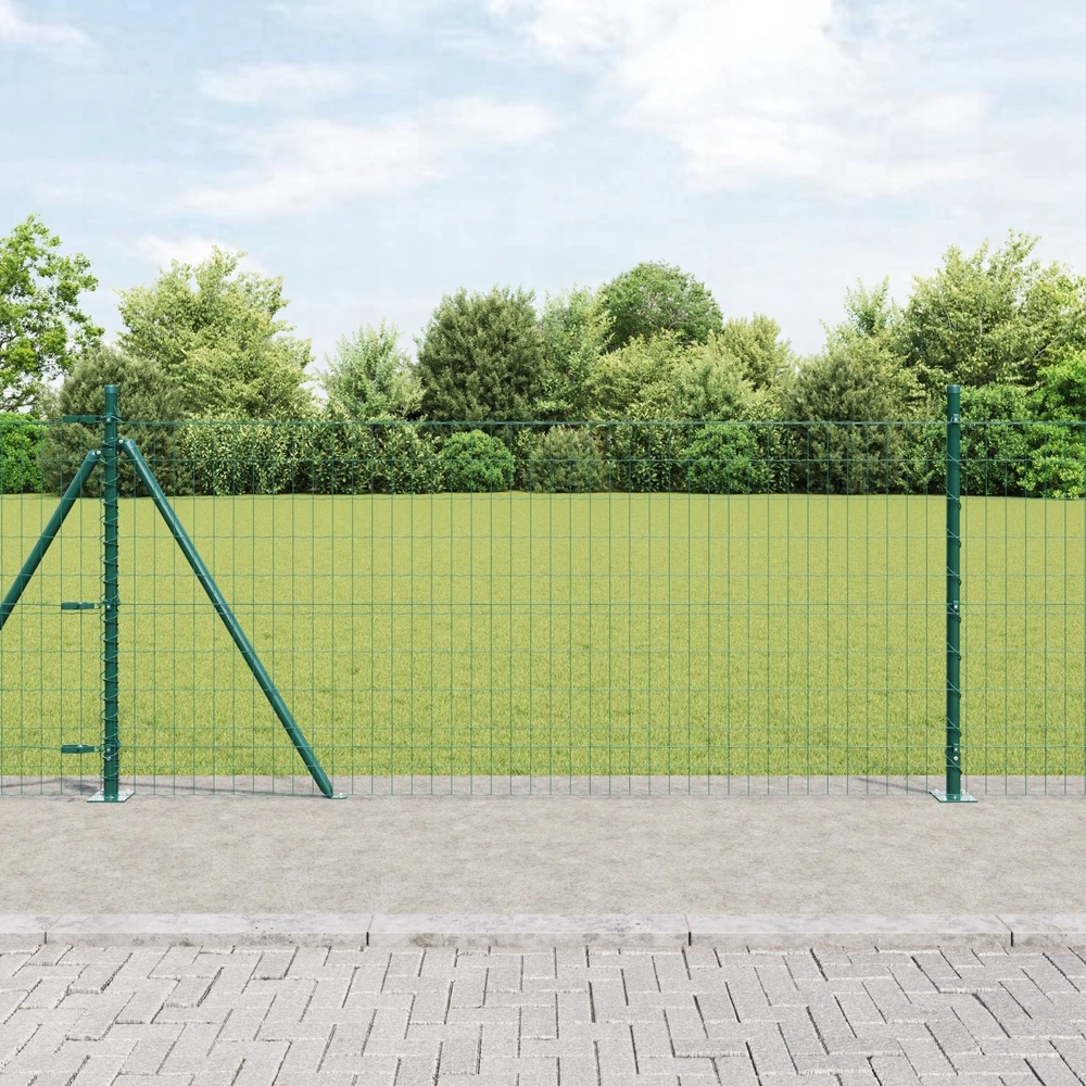 Eurų tvora su betono baze 10 x 0,8 m PVC dengtas plienas Žalia